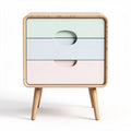 Wooden bedside table with three drawers in pastel colors 40 x 30 x 40cm