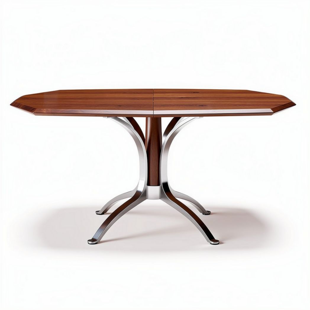Walnut dining table with stainless steel base 150 x 90 x 75cm