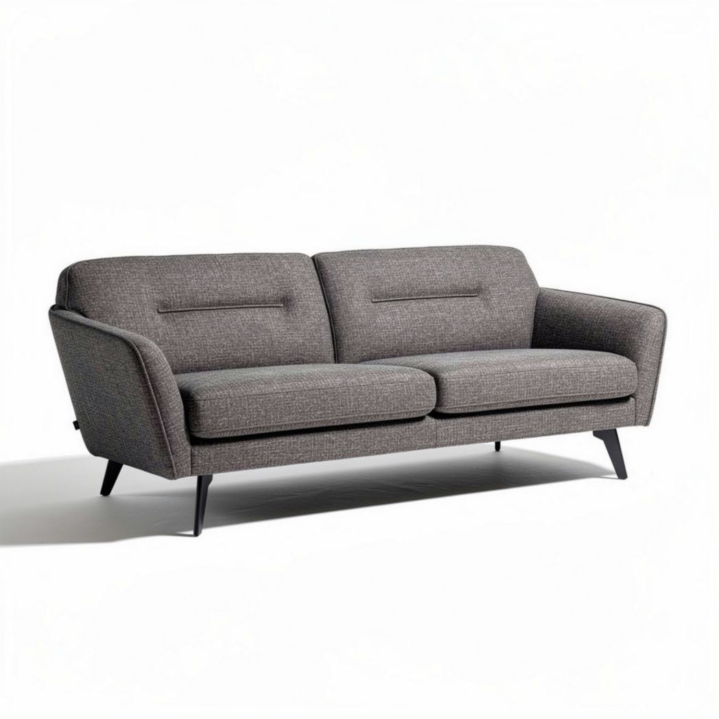 Mid-century modern fabric sofa in gray 190 x 85 x 75cm for living room