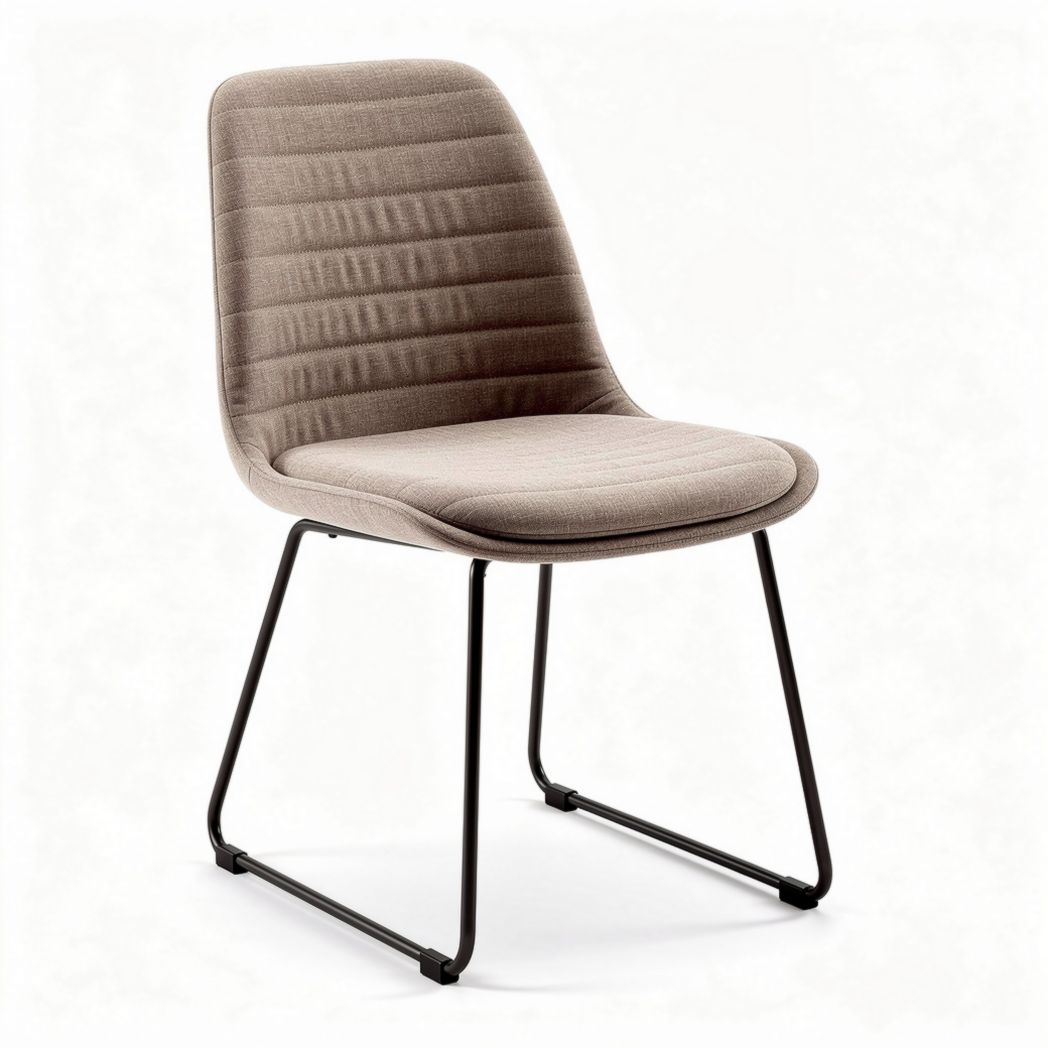 Fabric dining chair with metal frame in brown color 45 x 50 x 85cm