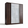 Sliding door wardrobe with wooden frame and frosted glass panels 200 x 60 x 210cm