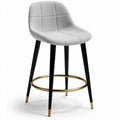 Fabric bar stool with black metal legs and gold footrest 42 x 42 x 100cm
