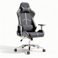 Ergonomic gaming chair with adjustable height and lumbar support in gray and black