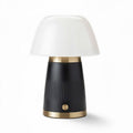 Table lamp with frosted glass shade and black base 15 x 15 x 25cm