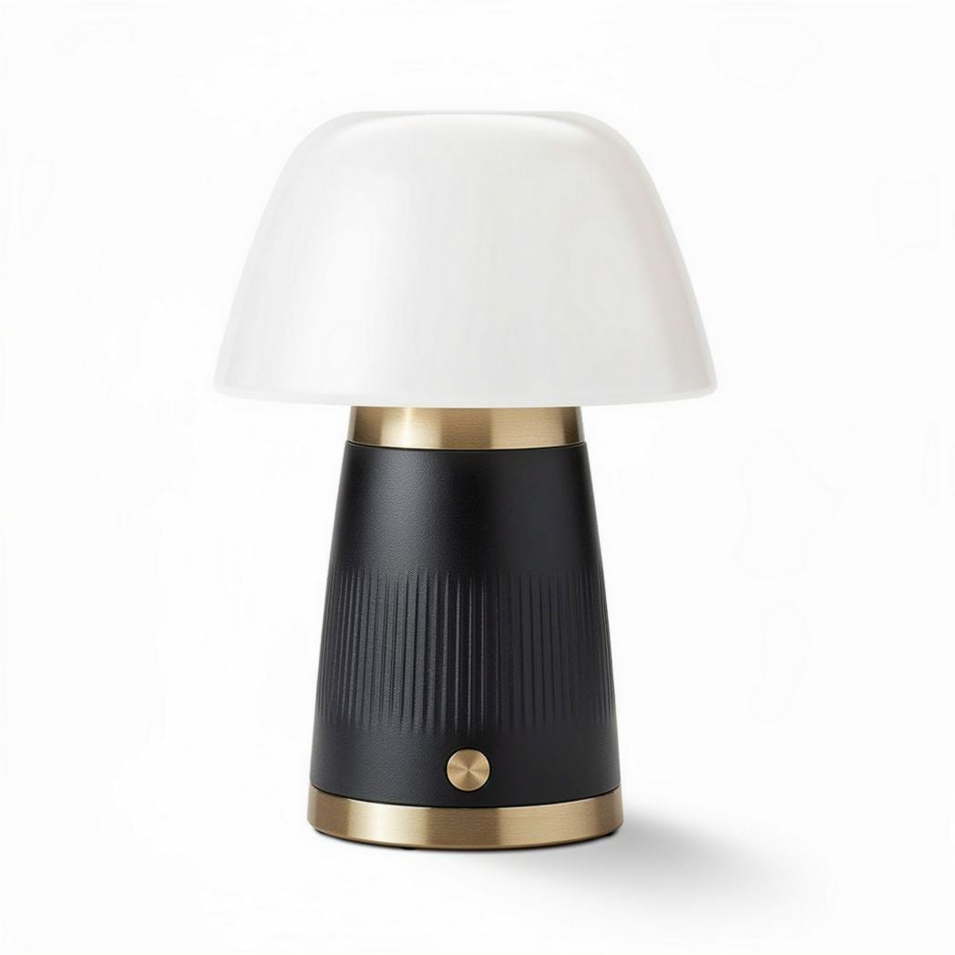 Table lamp with frosted glass shade and black base 15 x 15 x 25cm