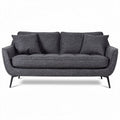 Two-seater sofa in dark gray fabric with metal legs 200 x 80 x 90cm