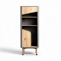 Wooden cabinet with one drawer and two shelves in gray finish 80 x 40 x 180cm